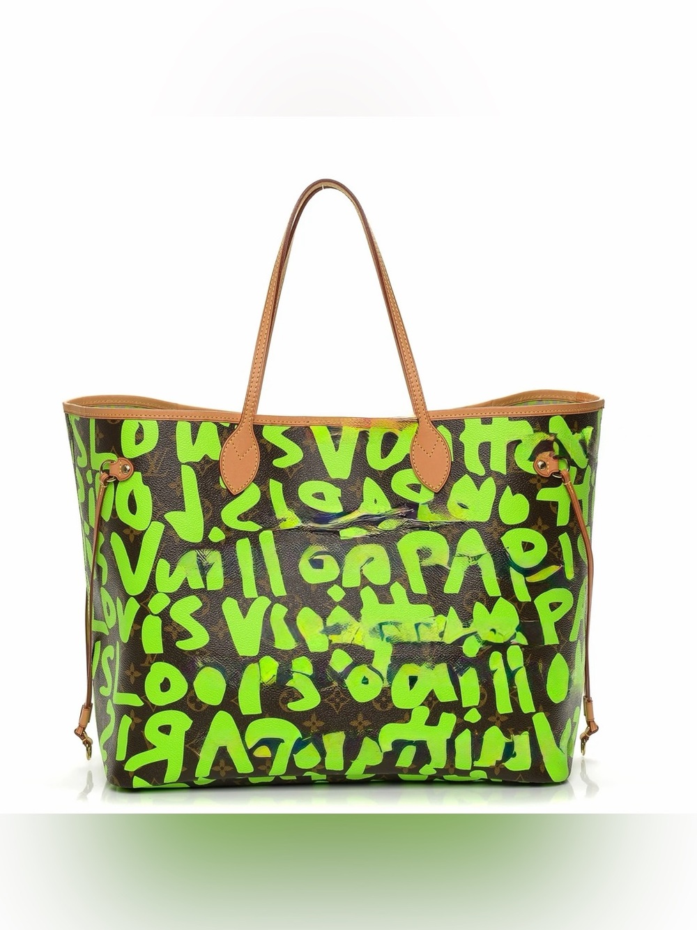 L•V Green Graffiti Neverfull Tote Bag monogram
